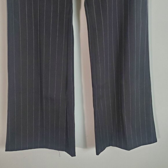 H&M Vintage Trousers 4 Black Striped Flare Leg Business Casual Academia Work - Picture 3 of 14